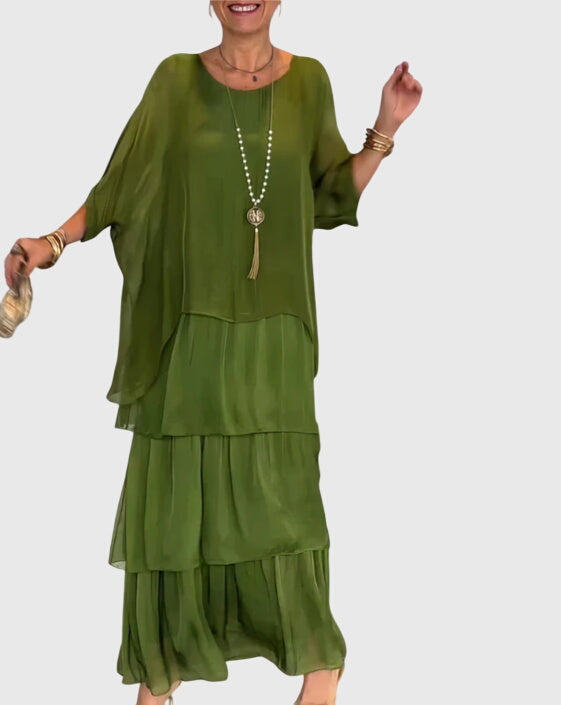 Helena™ | Susan  Długa i Jasna Elegancka Sukienka