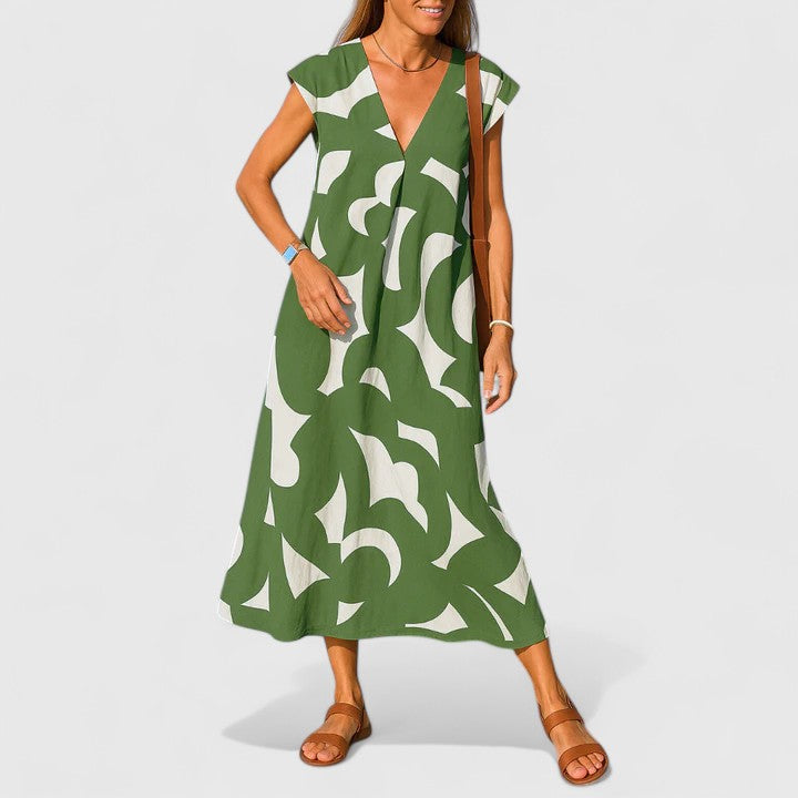 Helena™ | Koralia  Stylowa Sukienka z Dekoltem w Serek