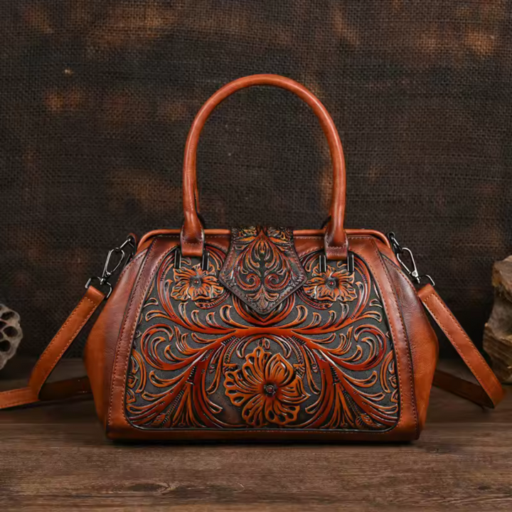 Helena™ | Florina  Sac à main en cuir avec gravure et motif floral