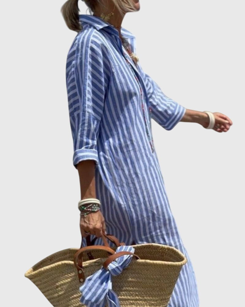 Helena™ | Ellen  Klasyczna Sukienka w Paski