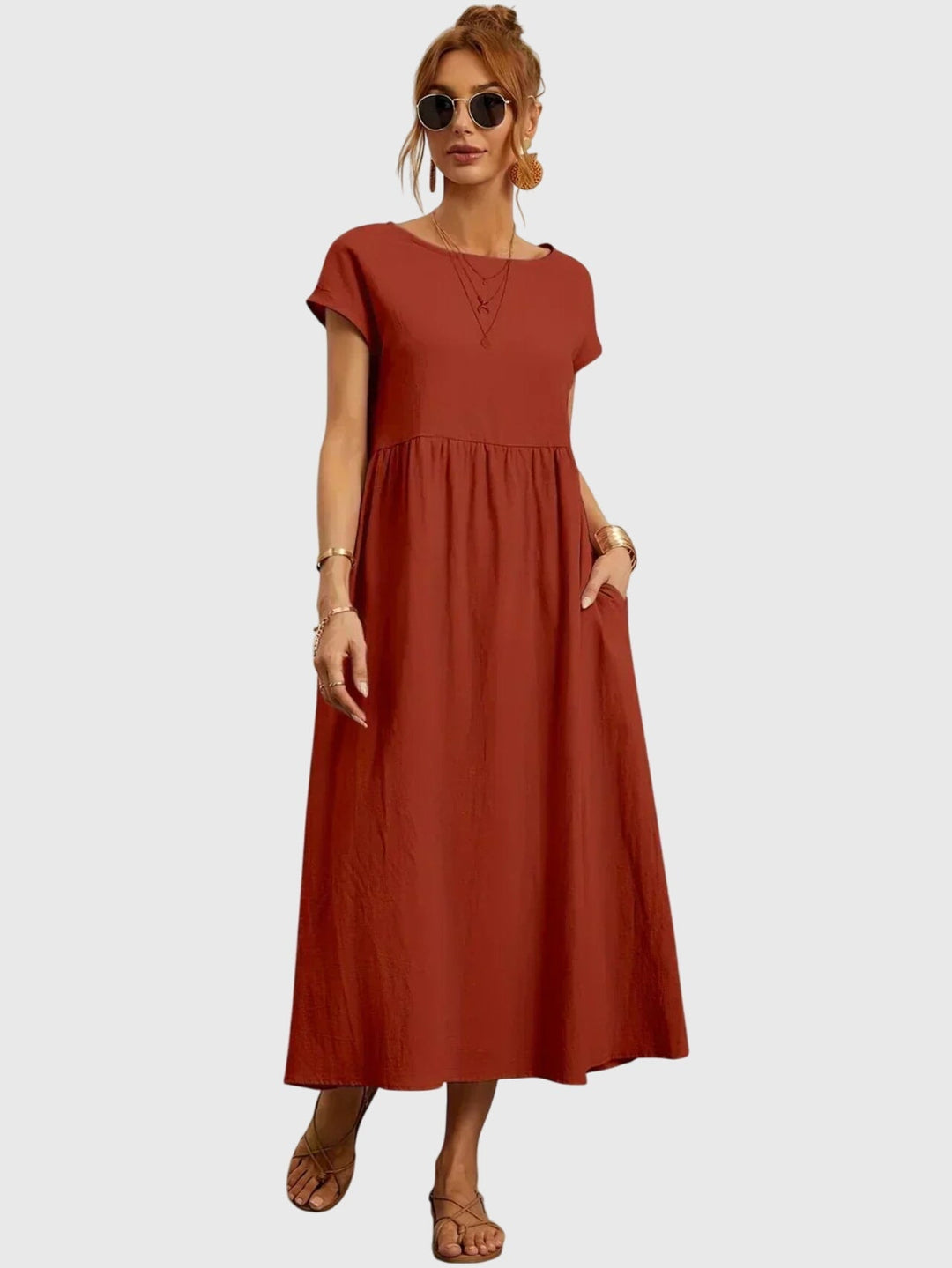 Helena™ | Giselle  Luźna Sukienka z Kieszeniami