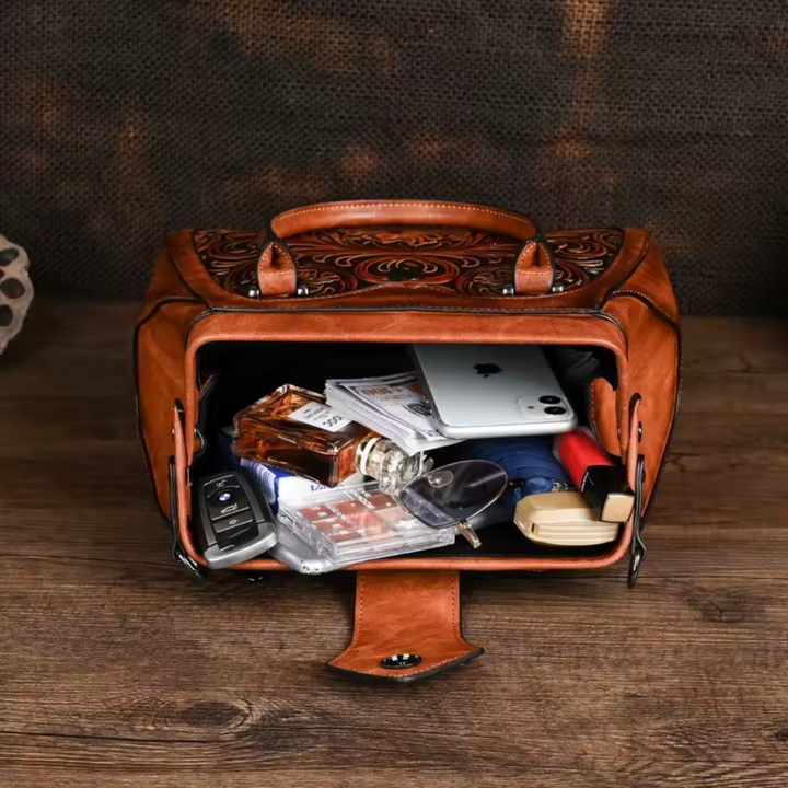 Helena™ | Florina  Sac à main en cuir avec gravure et motif floral