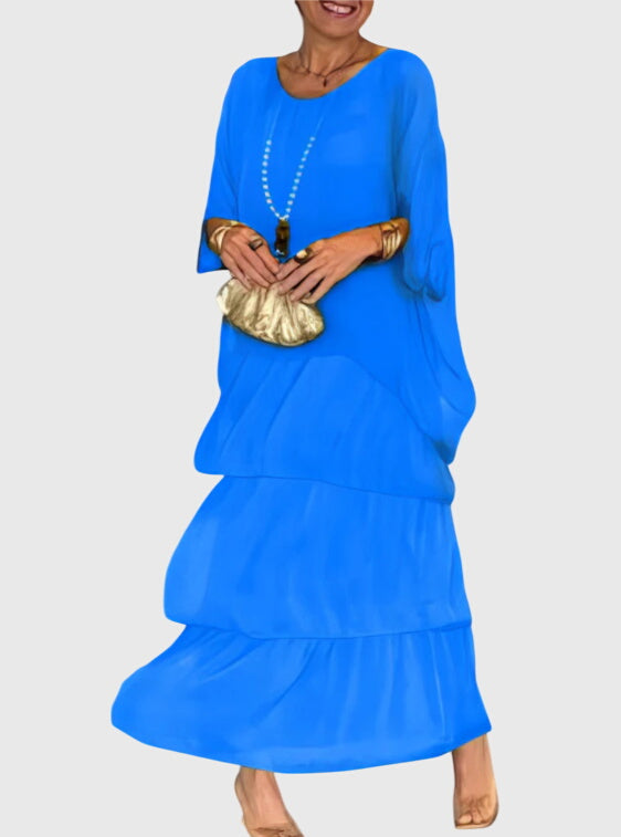 Helena™ | Susan  Długa i Jasna Elegancka Sukienka