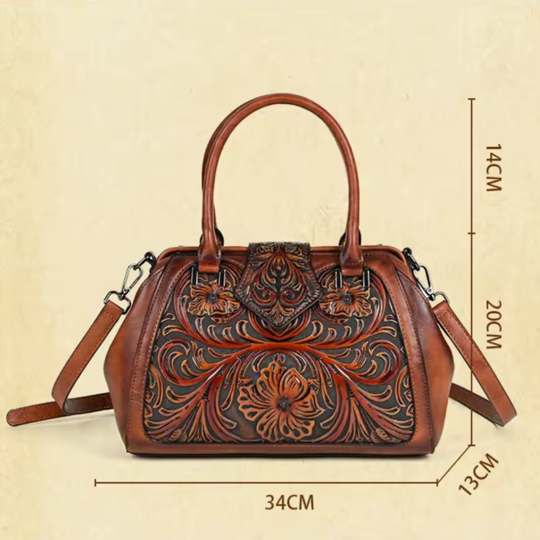 Helena™ | Florina  Sac à main en cuir avec gravure et motif floral