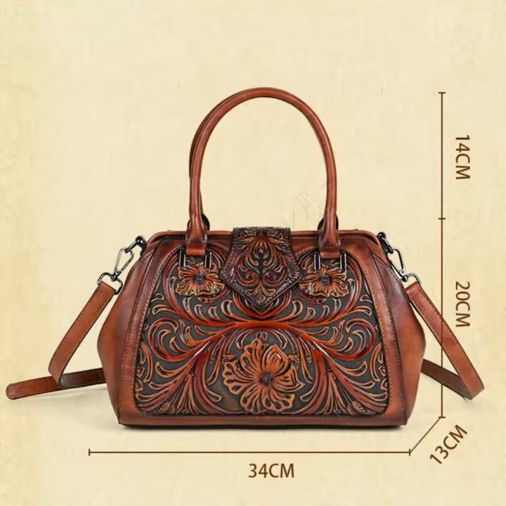 Helena™ | Florina  Sac à main en cuir avec gravure et motif floral