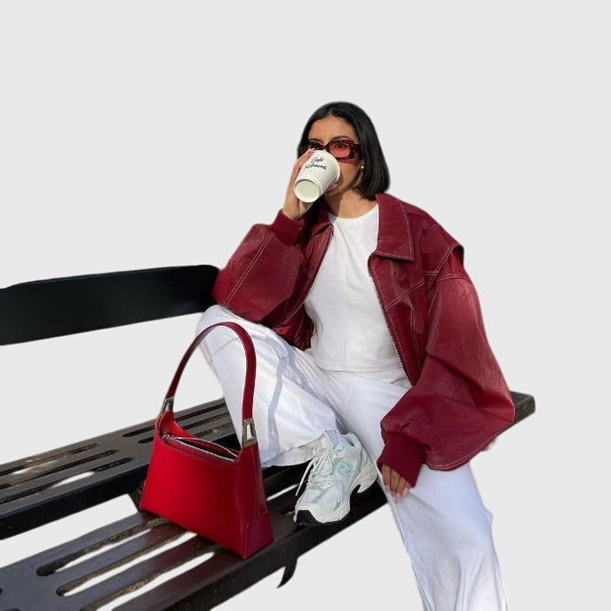 Helena™ | Faye  Oversize Skórzana Kurtka