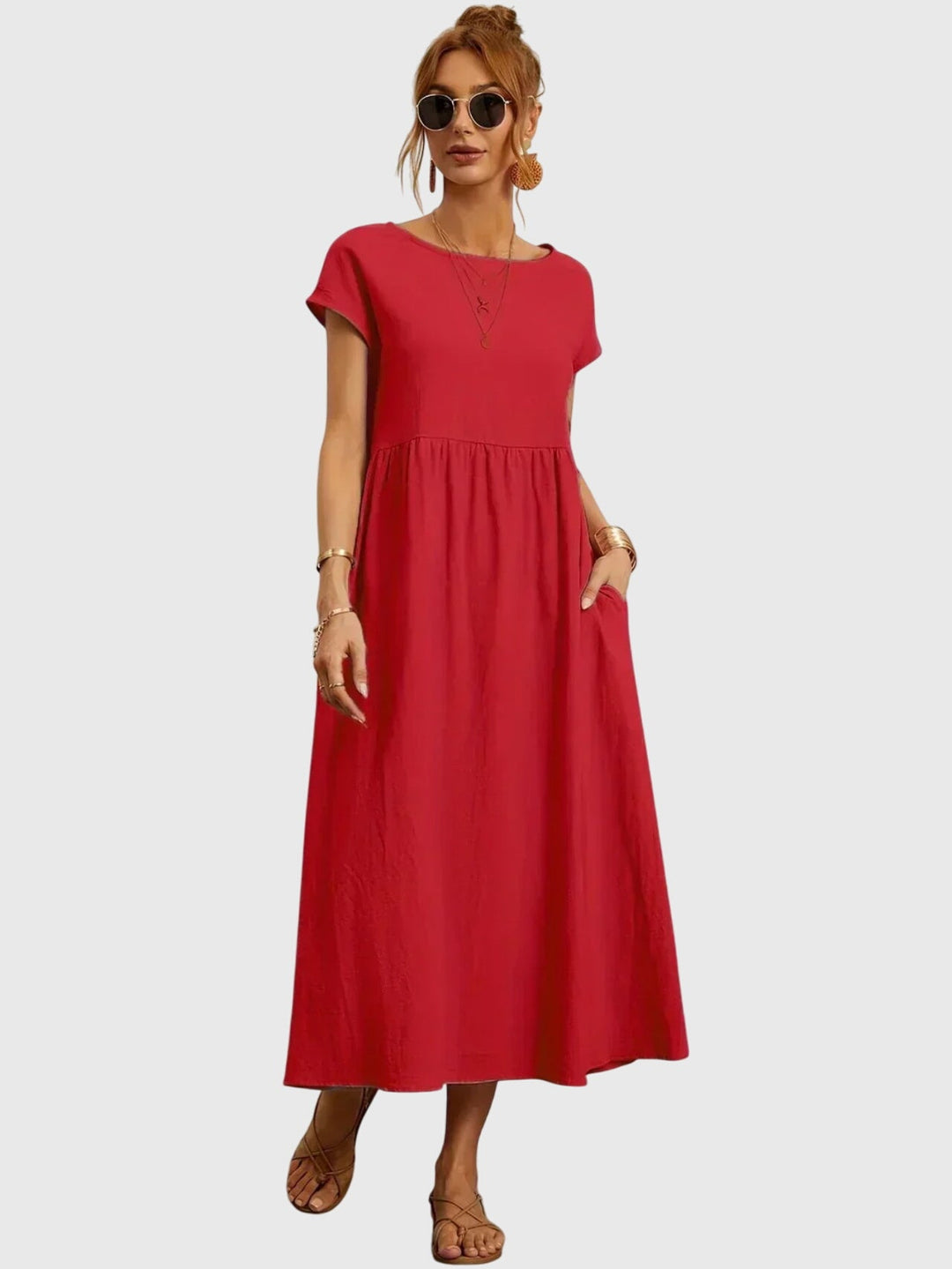 Helena™ | Giselle  Luźna Sukienka z Kieszeniami