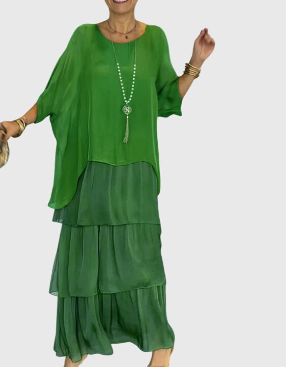 Helena™ | Susan  Długa i Jasna Elegancka Sukienka