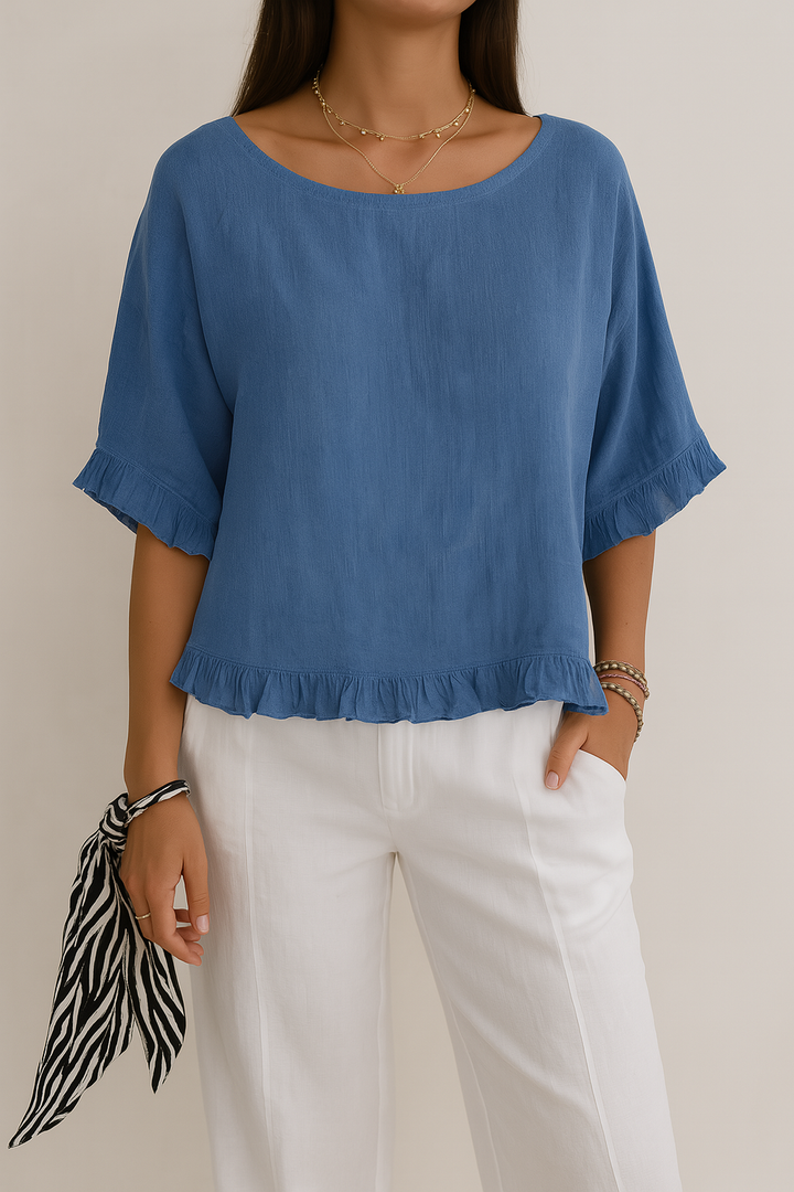 Helena™ | Luna  Blouse en lin de coton à volants