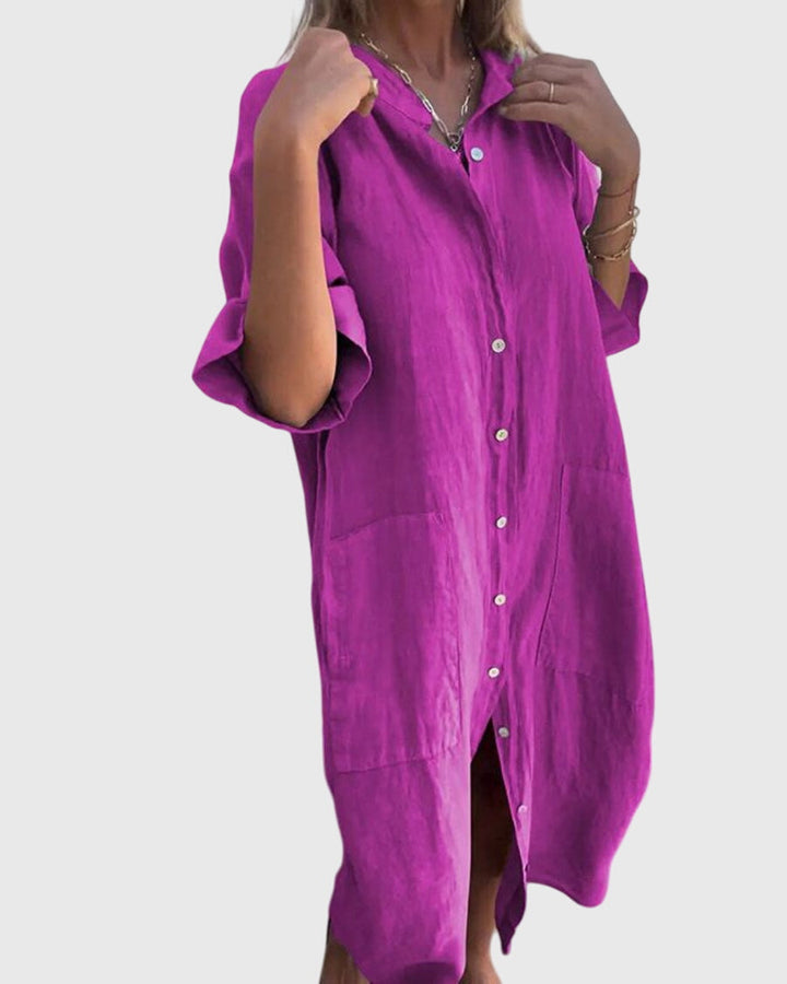 Helena™ | Jady  Luźna sukienka koszulowa w stylu Ibiza