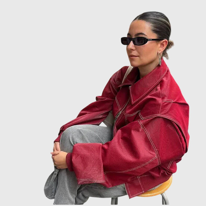 Helena™ | Faye  Oversize Skórzana Kurtka