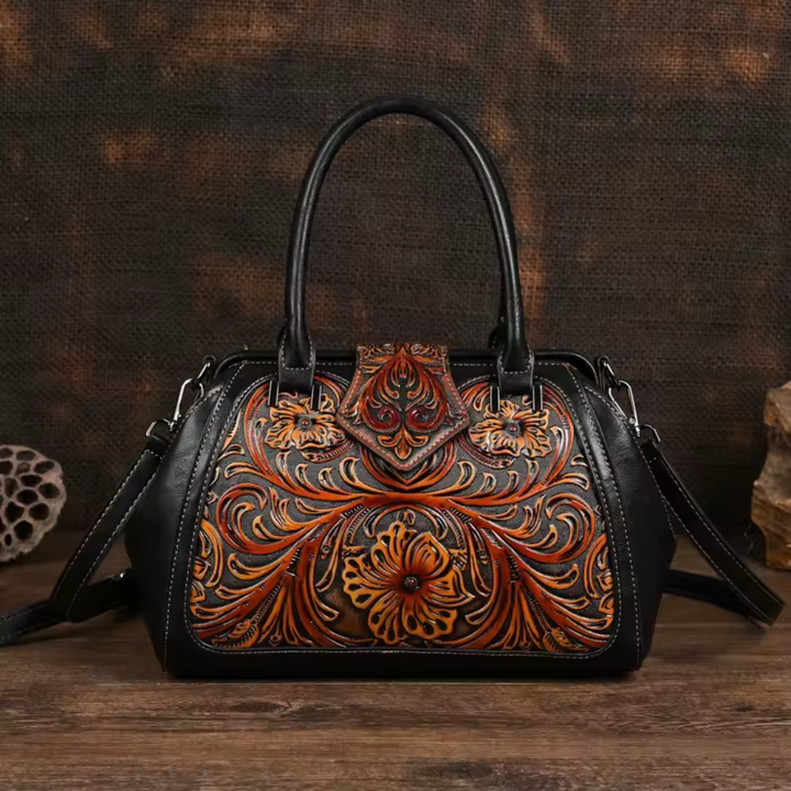 Helena™ | Florina  Sac à main en cuir avec gravure et motif floral
