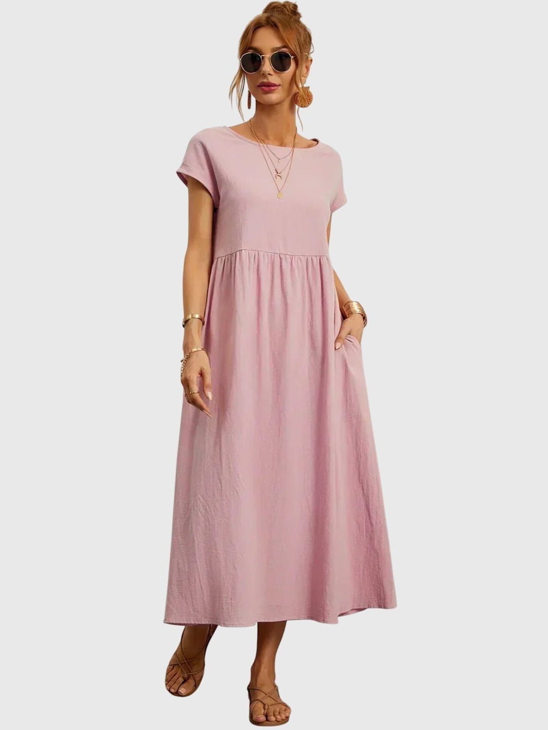 Helena™ | Giselle  Luźna Sukienka z Kieszeniami