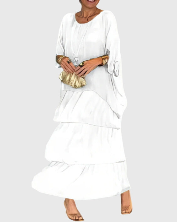 Helena™ | Susan  Długa i Jasna Elegancka Sukienka