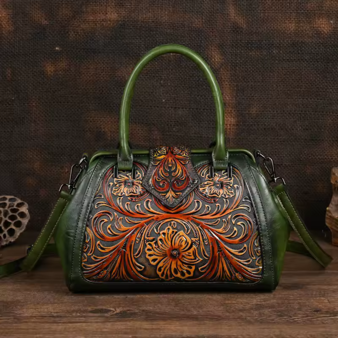 Helena™ | Florina  Sac à main en cuir avec gravure et motif floral