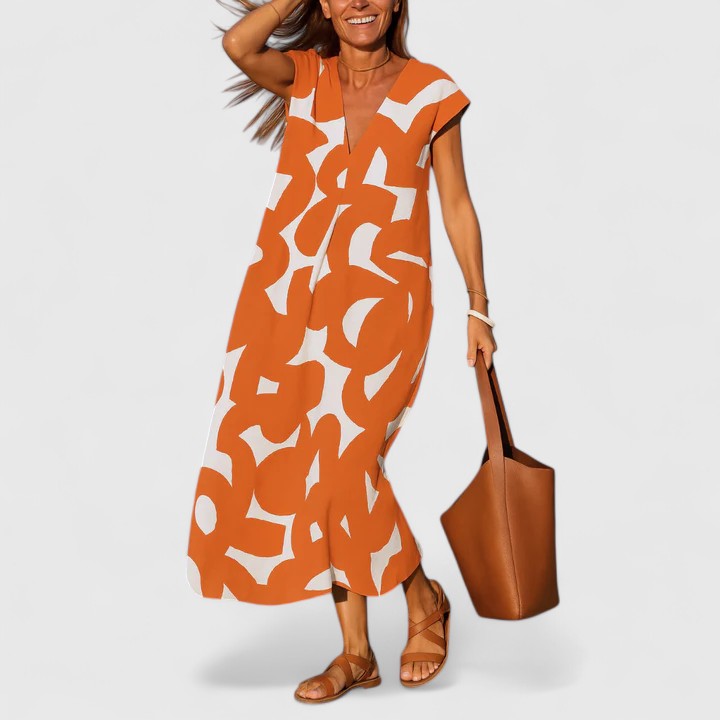 Helena™ | Koralia  Stylowa Sukienka z Dekoltem w Serek