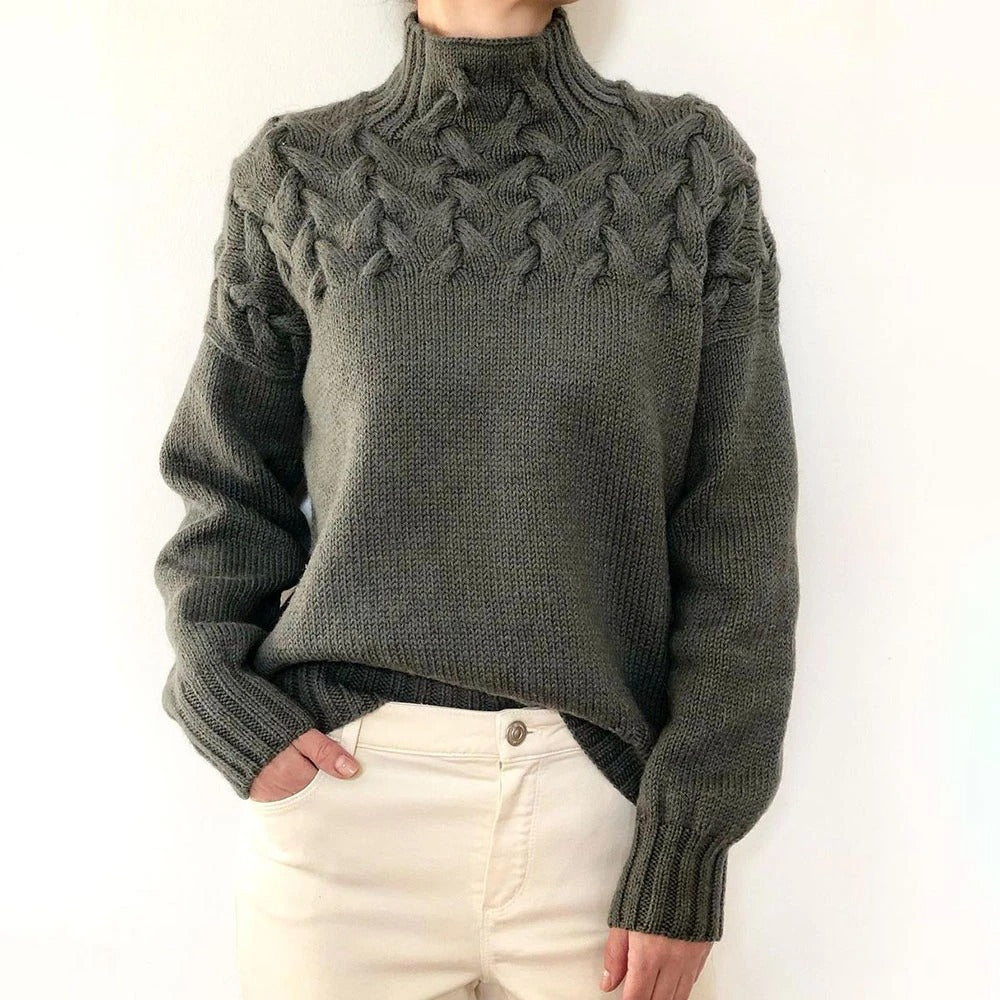 Helena™ | Elena  Pull Col Roulé Tricoté Chaud
