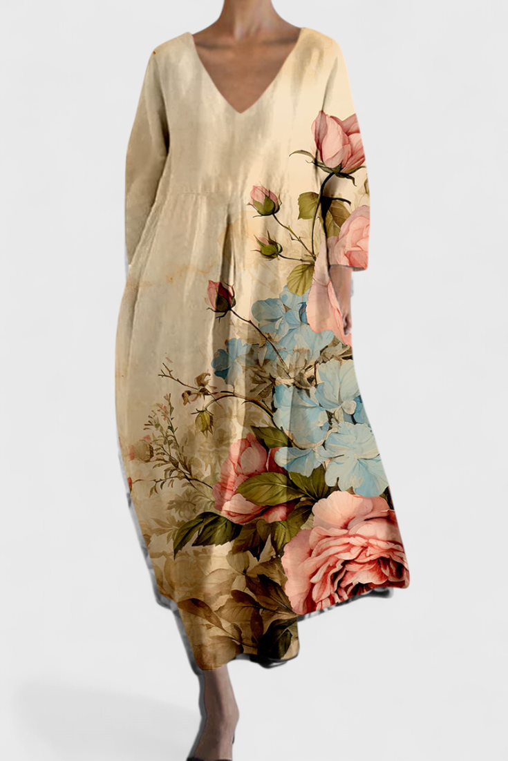 Helena™ | Isalinde  Wygodna sukienka z dekoltem w kształcie V