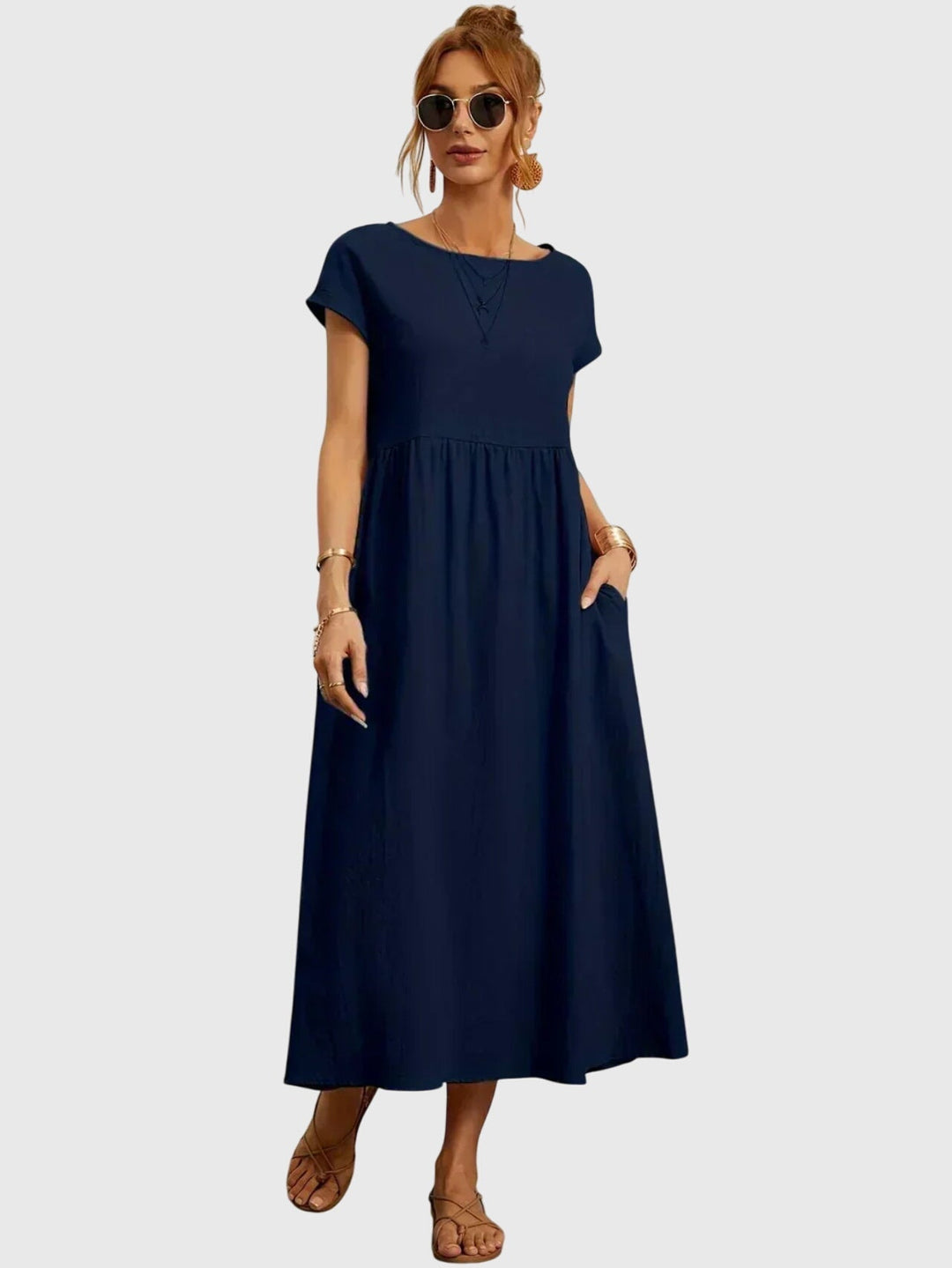 Helena™ | Giselle  Luźna Sukienka z Kieszeniami