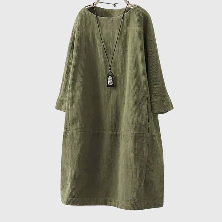 Helena™ | Grace  Relaksująca Midi Sukienka z Tkaniny