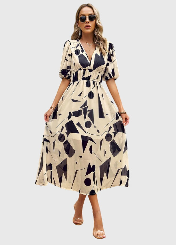 Helena™ | Merlin  Modelująca Kwiatowa Sukienka Midi