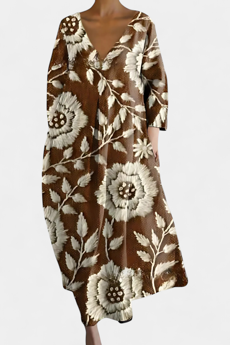 Helena™ | Isalinde  Wygodna sukienka z dekoltem w kształcie V