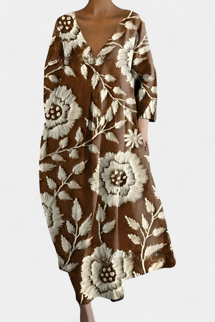 Helena™ | Isalinde  Wygodna sukienka z dekoltem w kształcie V