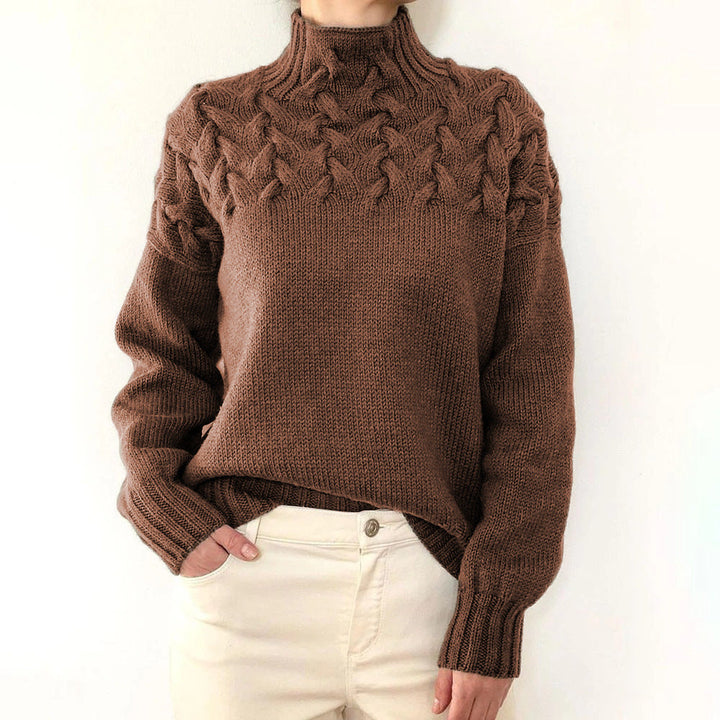 Helena™ | Elena  Pull Col Roulé Tricoté Chaud