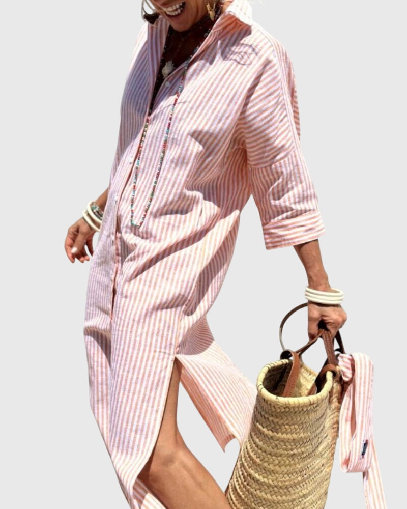 Helena™ | Ellen  Klasyczna Sukienka w Paski