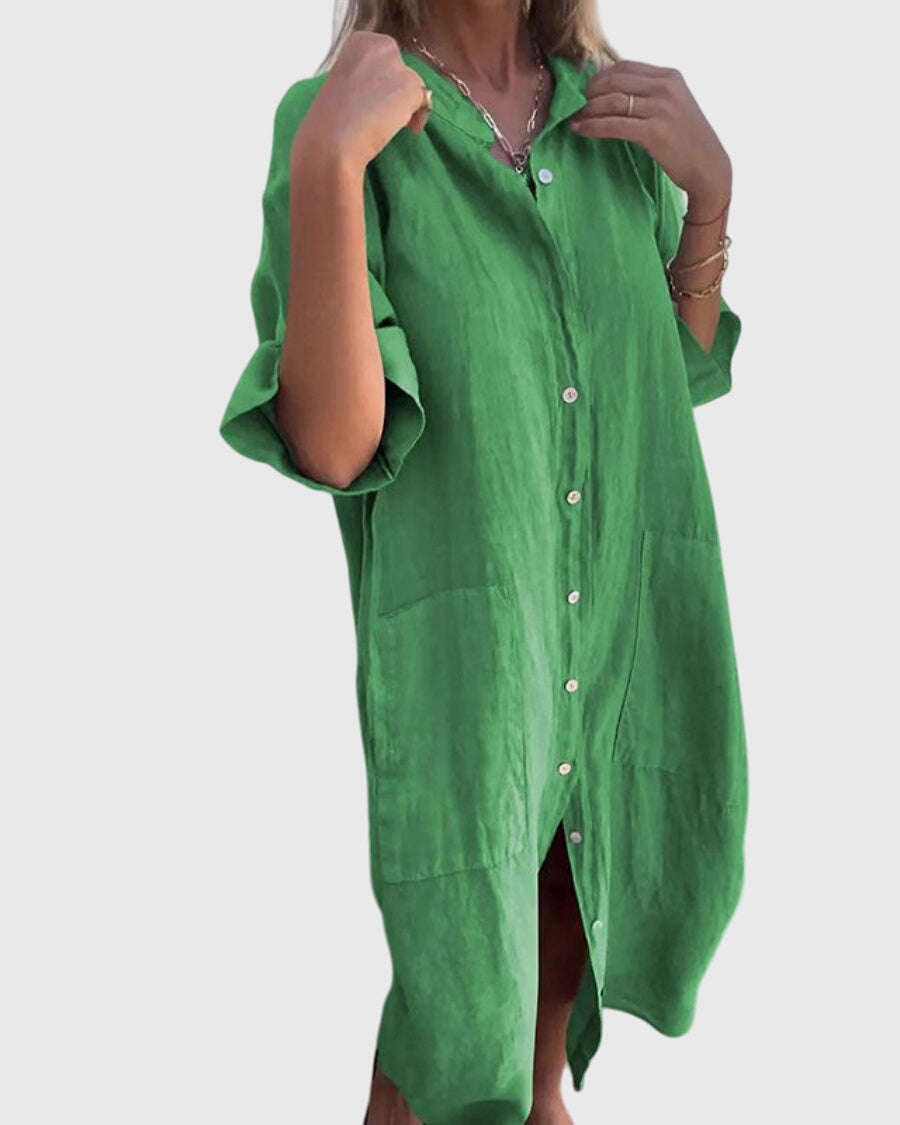 Helena™ | Jady  Luźna sukienka koszulowa w stylu Ibiza