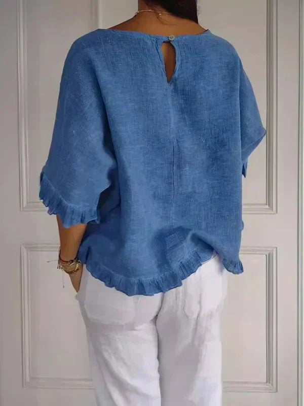 Helena™ | Luna  Blouse en lin de coton à volants