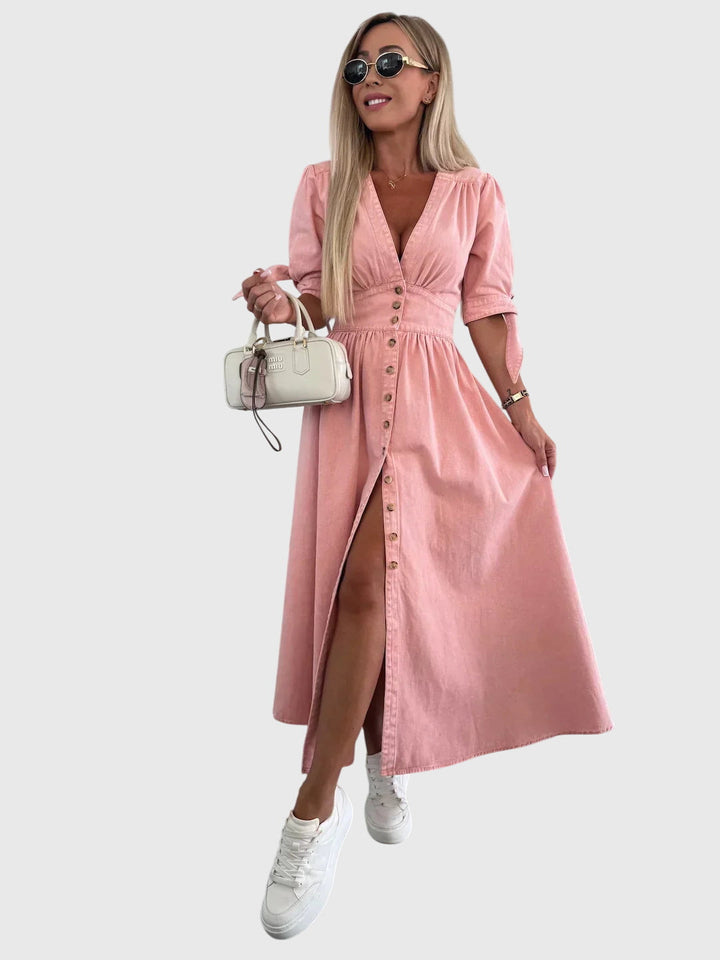 Helena™ | Sophia  Stylowa Sukienka Dżinsowa