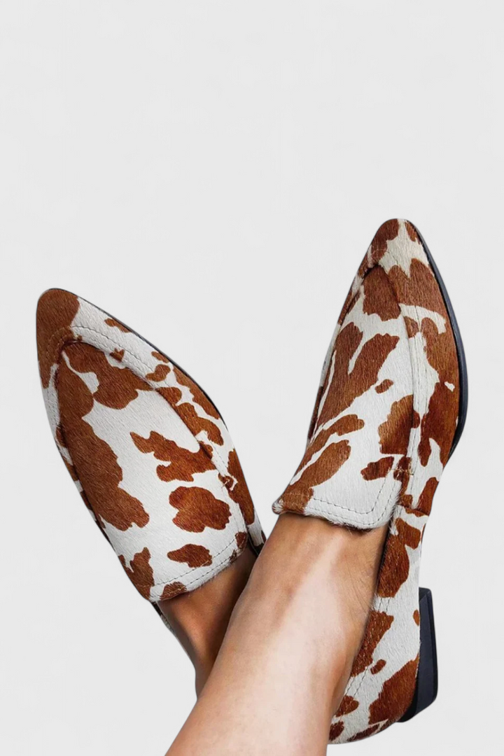 Helena™ | Mocassins en Cuir Grèce avec Talon Bas et Pointe Aiguisée