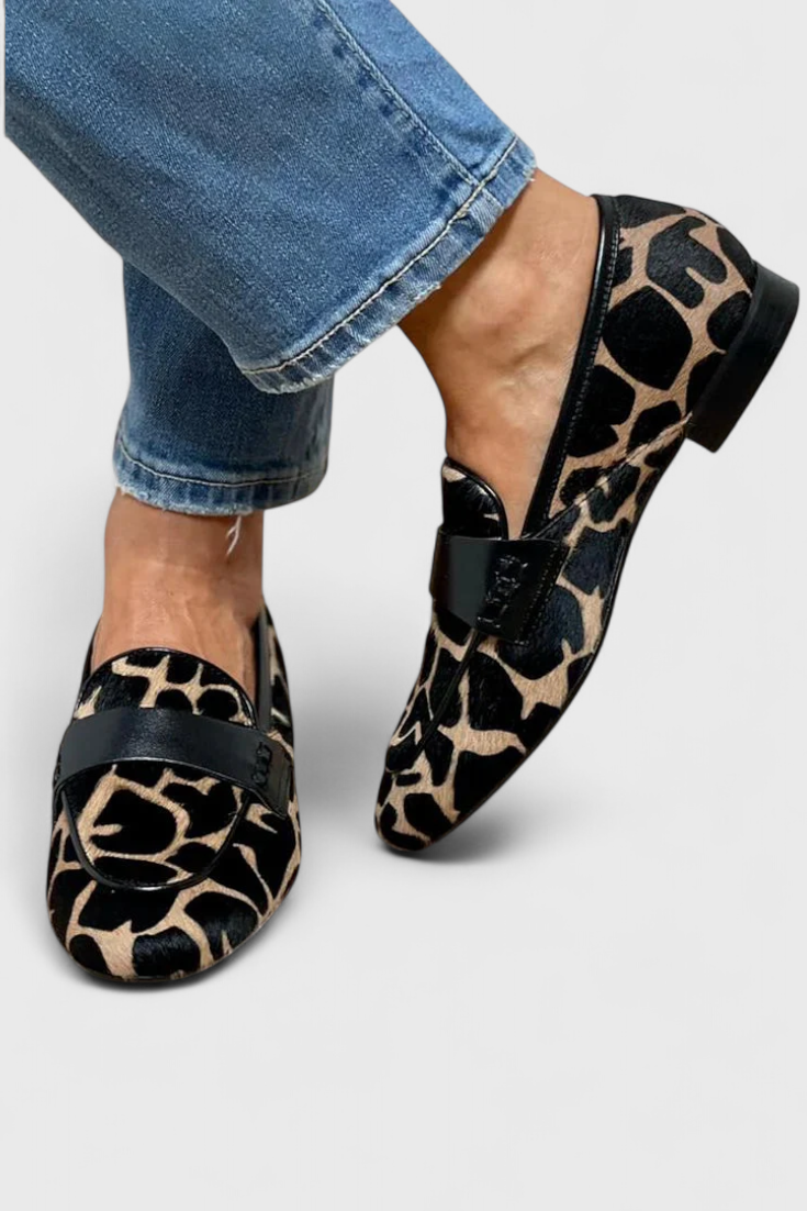 Helena™ | Mocassins en Cuir Annelore avec Talon Bas et Design Exclusif