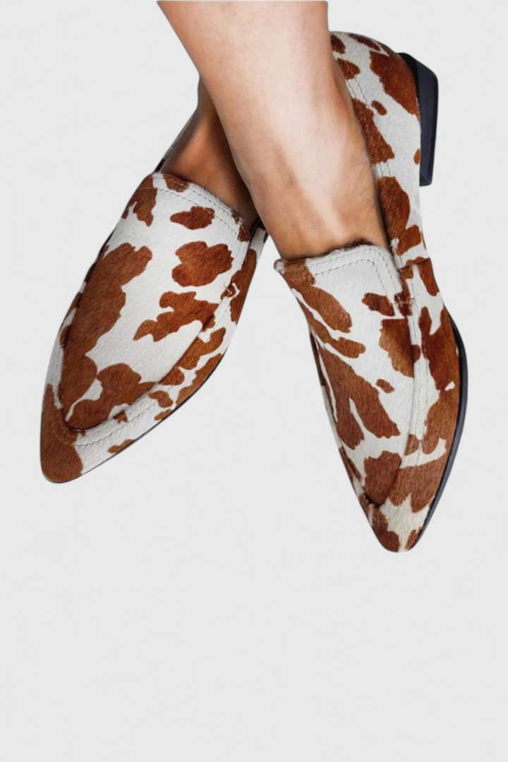 Helena™ | Mocassins en Cuir Grèce avec Talon Bas et Pointe Aiguisée